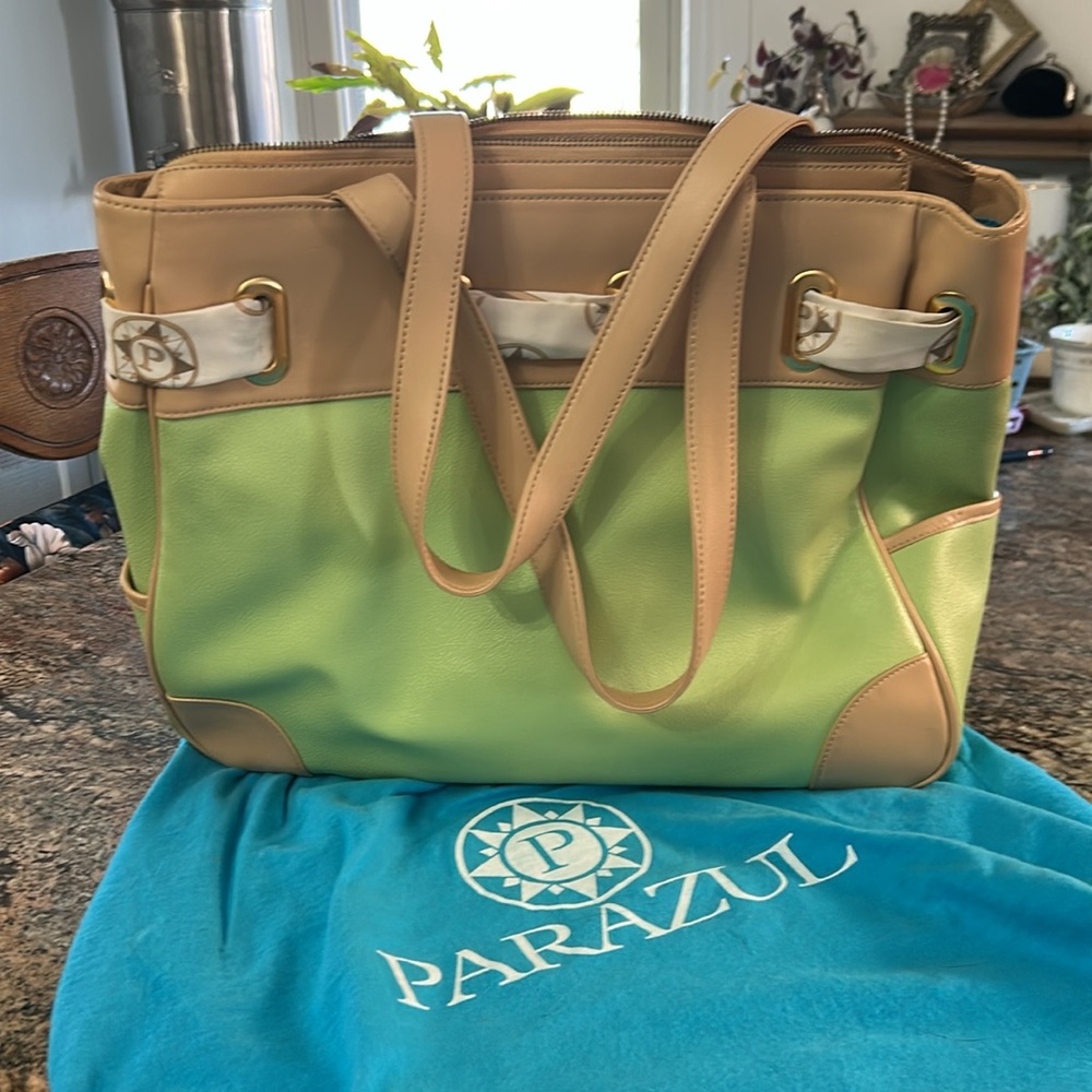 Parazul Stylish Green and Tan Women's Bag - Picture 4 of 4